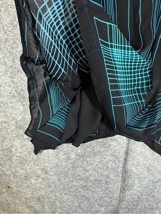 Y2K Vintage Silk Mini Dress Black Blue Paisley Halter Size P Boho Festival Chic - Picture 14 of 15